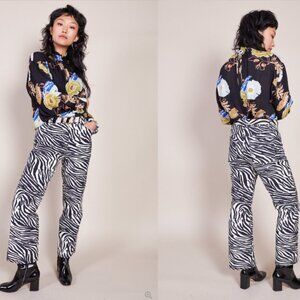 No.6 Store Tuesday Jean Black/White Zebra Pants High Waist, Women Size 1